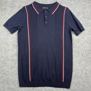 Postmarc Mens‎ Navy Blue Textured Knit Polo Size S NWOT